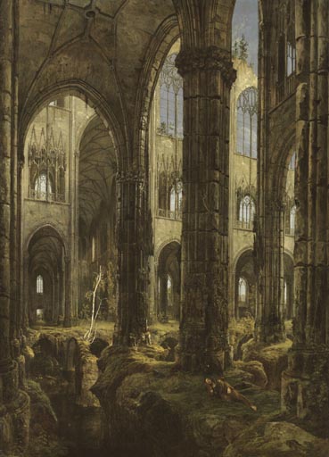 Gotische Kirchenruine van Karl Eduard Ferdinand Blechen