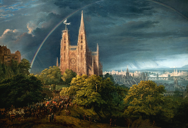 Kathedrale (Stadt am Fluss) van Karl Friedrich Schinkel