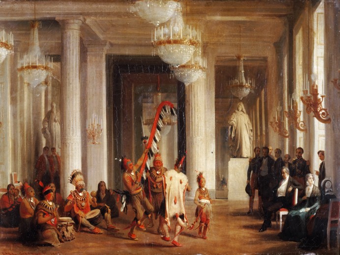 Dance by Iowa Indians in the Salon de la Paix at the Tuileries, Presented by the Painter George Catl van Karl Girardet