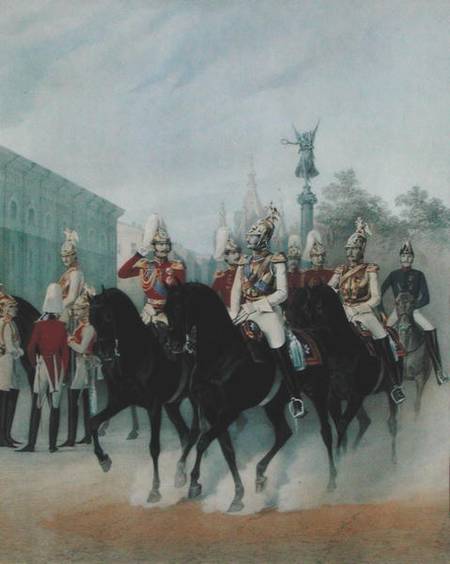 Emperor Nicholas I (1796-1855) and Grand Duke Alexander (1845-94) in St. Petersburg van Karl Karlowitsch Piratsky