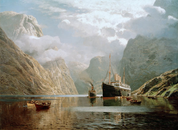 Die Auguste Victoria im Naeröfjord van Karl Paul Themistocles von Eckenbrecher
