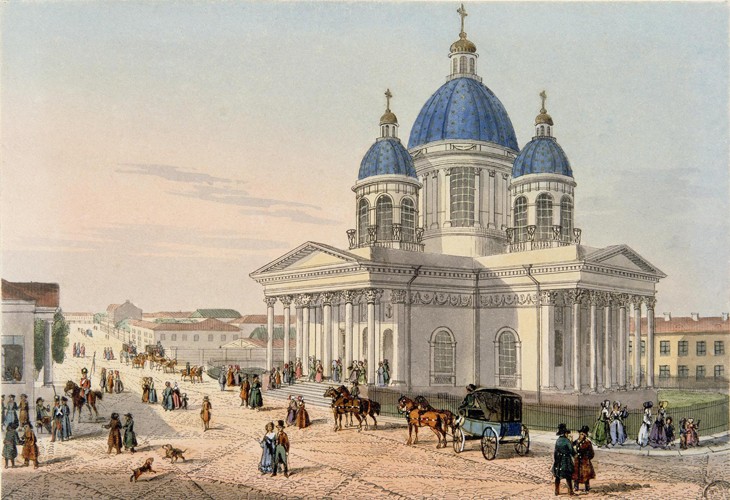 The Trinity Cathedral of the Izmailovsky Regiment in Saint Petersburg van Karl Petrowitsch Beggrow