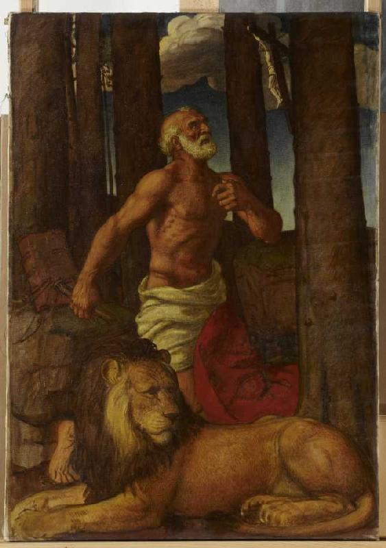Der büßende heilige Hieronymus mit dem Löwen van Karl Friedrich (Fritz) Boehle