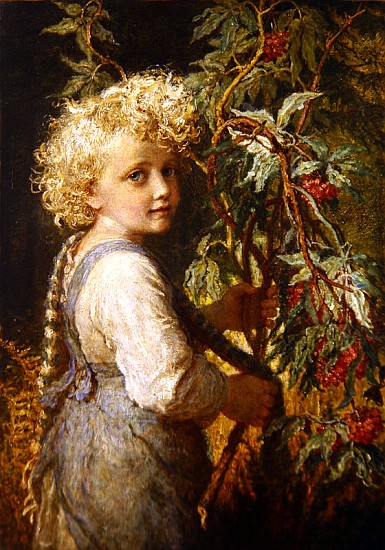 Gathering Red Berries van Karl Wilhelm Friedrich Bauerle