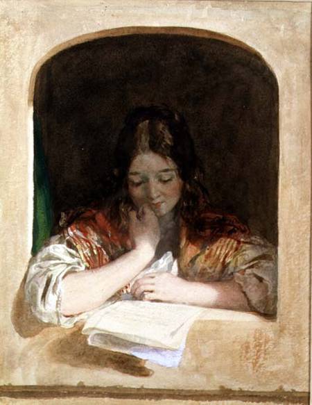 Girl Reading at a Window van Károly Brocky