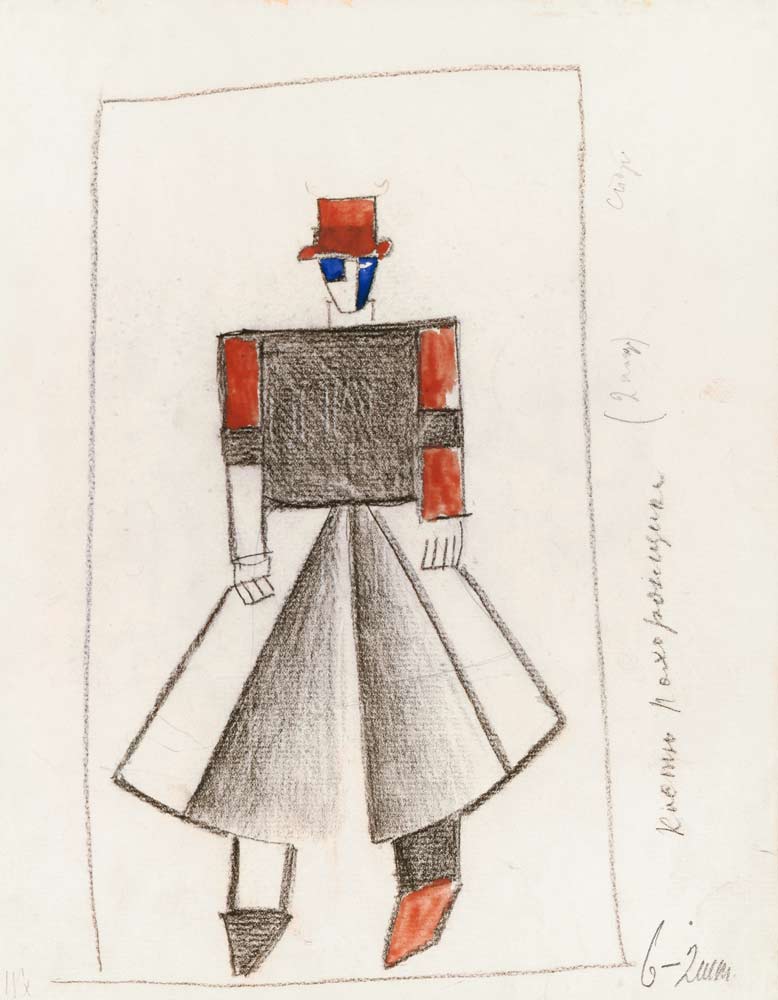 Gravedigger. Costume design for the opera Victory over the sun after A. Kruchenykh van Kasimir Sewerinowitsch Malewitsch