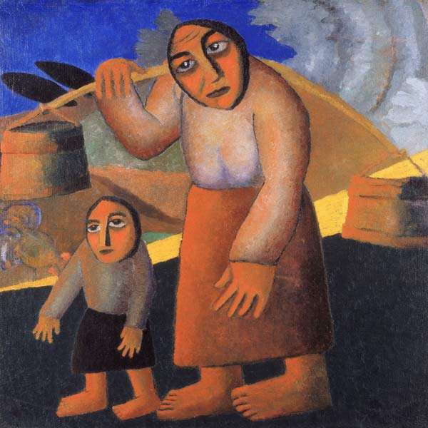 Peasant Woman with Buckets and Child van Kasimir Sewerinowitsch Malewitsch