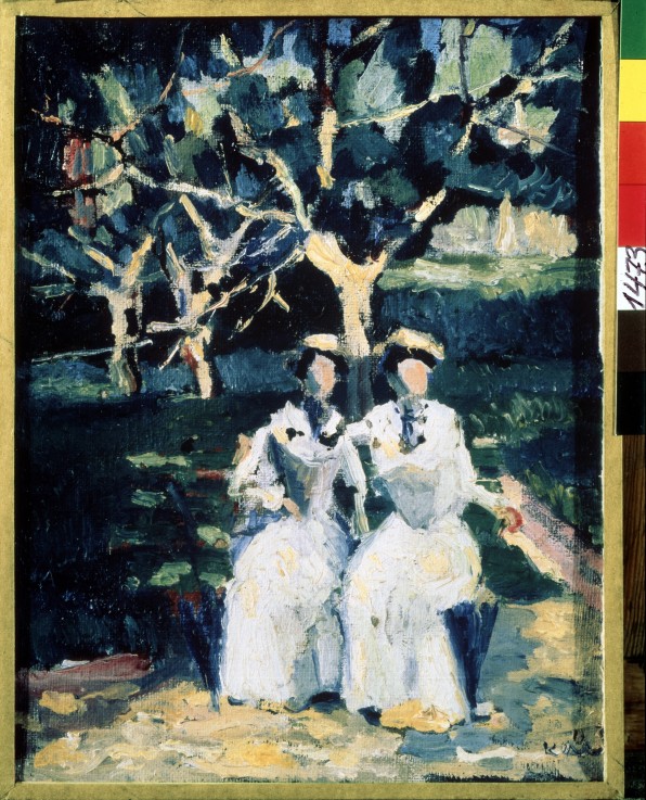Two women in the garden van Kasimir Sewerinowitsch Malewitsch