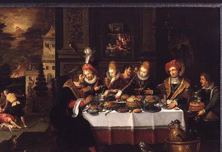 Lazarus and the Rich Man's Table (from Luke XVI) van Kasper or Gaspar van der Hoecke