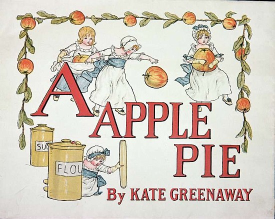 Illustration for the letter ''A'' from ''Apple Pie Alphabet'', published 1885 van Kate Greenaway