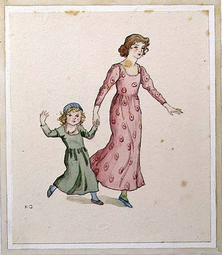 Two Little Girls in Party Dresses van Kate Greenaway