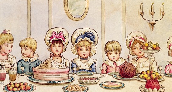 Supper, from ''Christmas in Little Peopleton Manor'' in Illustrated London News, Christmas van Kate Greenaway