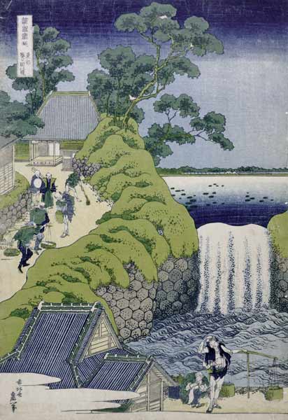 Aoigaoka Waterfall in the Eastern Capital van Katsushika Hokusai