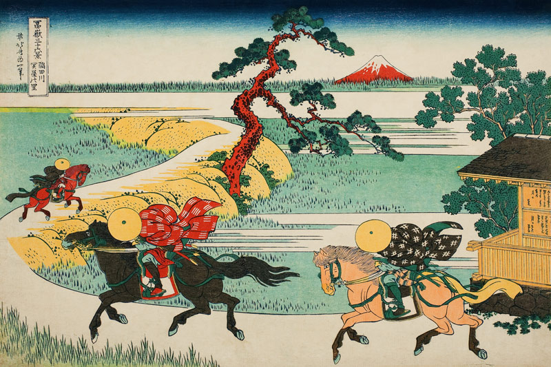Sekiya Village at Sumida river (from a Series "36 Views of Mount Fuji") van Katsushika Hokusai