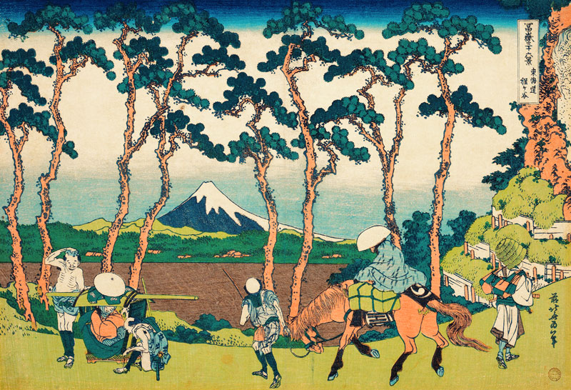 Hodogaya on the Tokaido (from a Series "36 Views of Mount Fuji") van Katsushika Hokusai