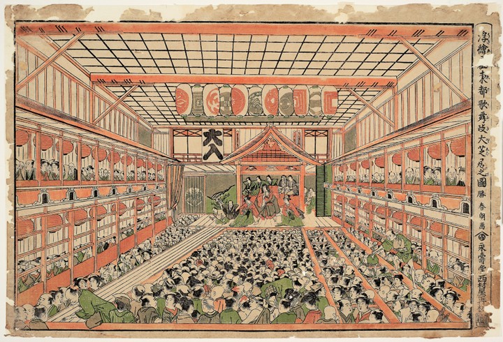 The Grand Performance of Kabuki in the Eastern Capital van Katsushika Hokusai