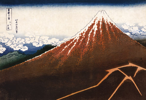 Rainstorm Beneath The Summit (The Black Fuji), From The Series ''Thirty-Six Views Of Mount Fuji'' van Katsushika Hokusai