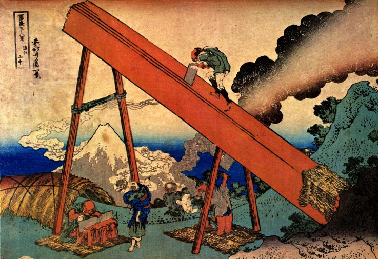 The Fuji from the mountains of Totomi (from a Series "36 Views of Mount Fuji") van Katsushika Hokusai