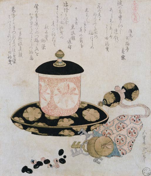 A Pot of Tea and Keys van Katsushika Hokusai