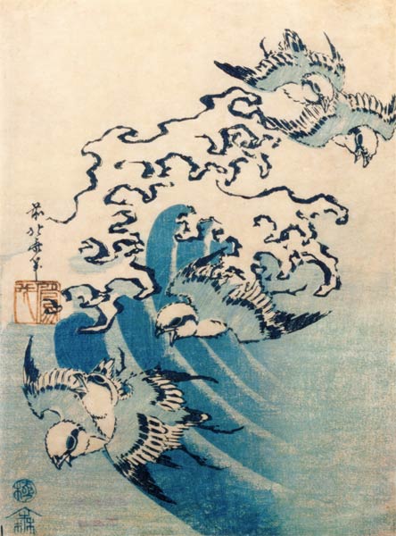 Waves and Birds, c.1825 (colour woodblock print) van Katsushika Hokusai