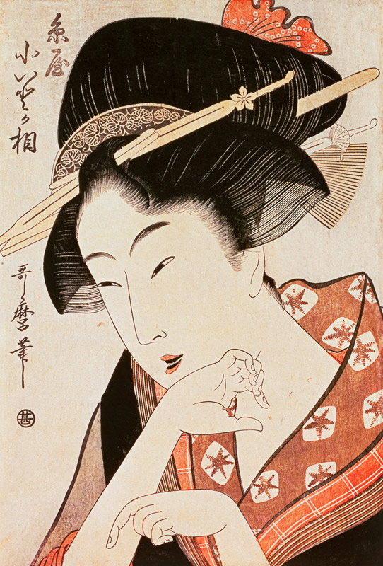 Bust portrait of the heroine Kioto of the Itoya van Kitagawa  Utamaro