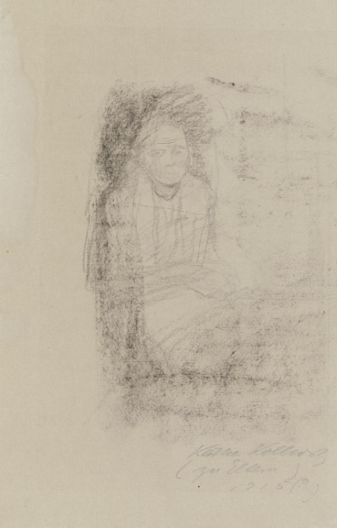 Sitzende Frau mit verschränkten Armen van Käthe Kollwitz