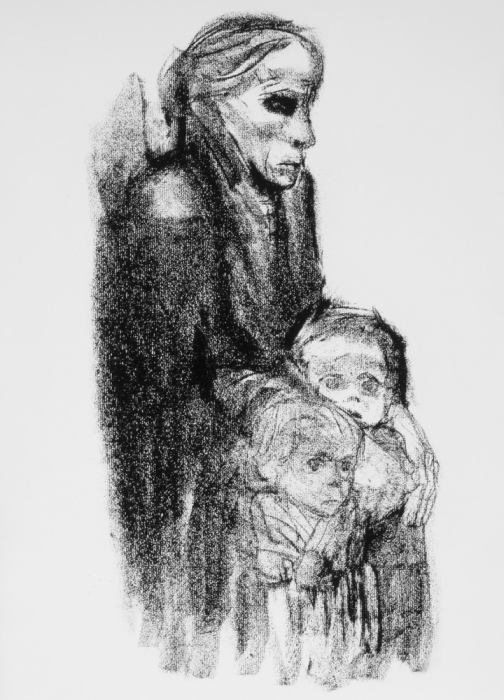 Drawing of Mother with Children van Käthe Kollwitz