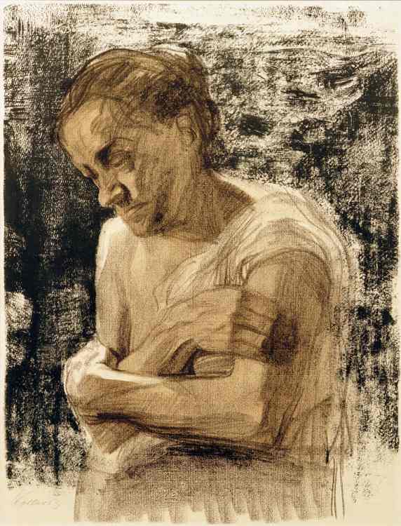 Halbfigur einer Frau mit verschränkten Armen van Käthe Kollwitz