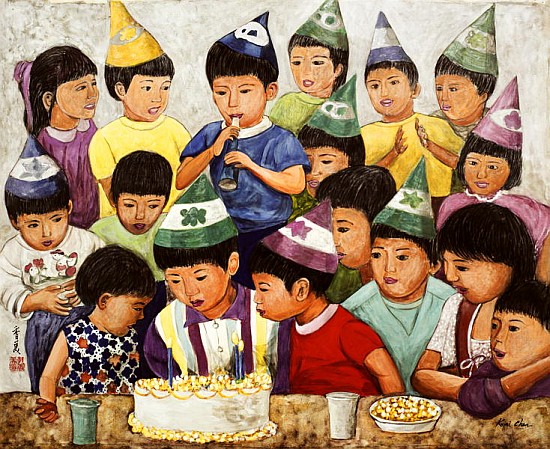Happy Birthday, 1994 (gouache on silk)  van Komi  Chen