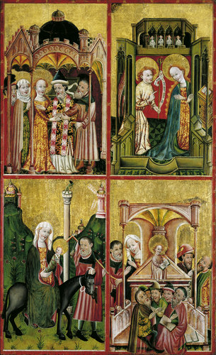 Altarflügel mit der Vermählung Marias, der Verkündigung, der Flucht nach Ägypten und dem 12-jährigen van Konrad von Soest