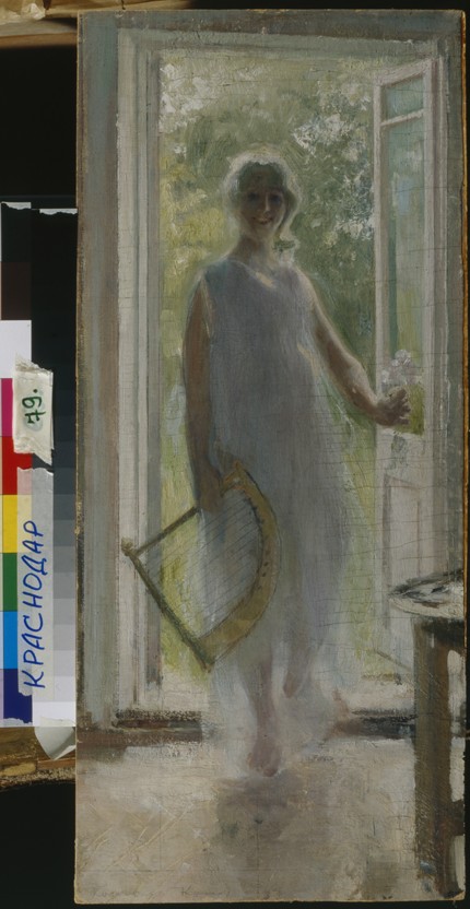 A Girl on the Doorstep van Konstantin Alexejewitsch Korowin