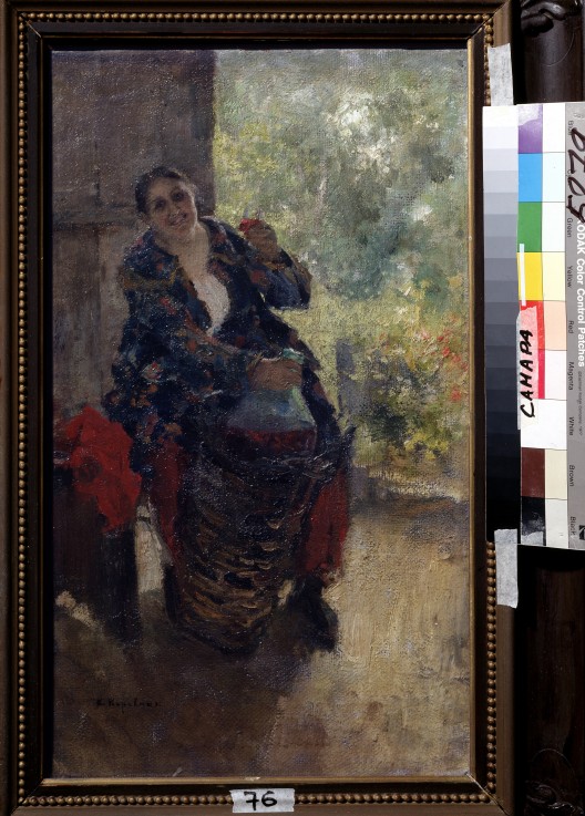 A landlady (Woman with a Wine Glass) van Konstantin Alexejewitsch Korowin