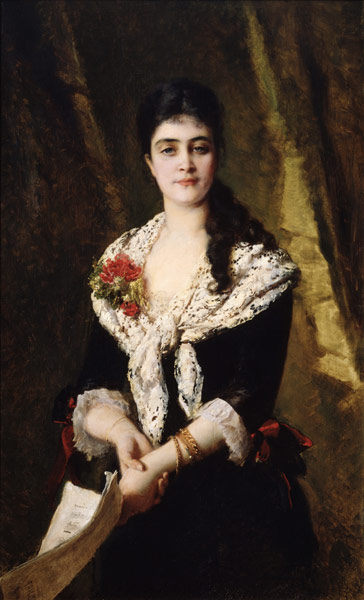 Portrait of the singer A. Panaeva-Kartseva as Tatyana in the opera Eugene Onegin by P. Tchaikovsky van Konstantin Jegorowitsch Makowski