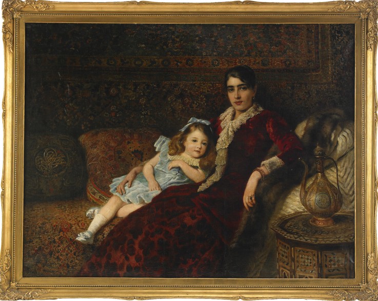 Interior with Mother and Daughter van Konstantin Jegorowitsch Makowski
