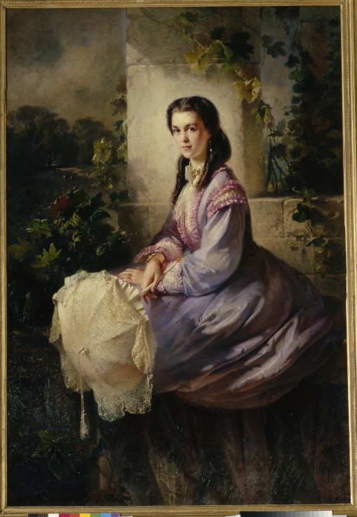 Portrait of Countess S.L. Stroganova van Konstantin Jegorowitsch Makowski
