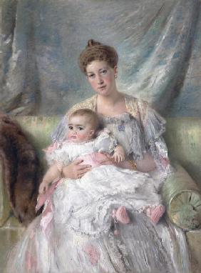Portrait of Grand Duchess Maria Georgievna of Russia (1876-1940) with daughter Nina (1901-1974)