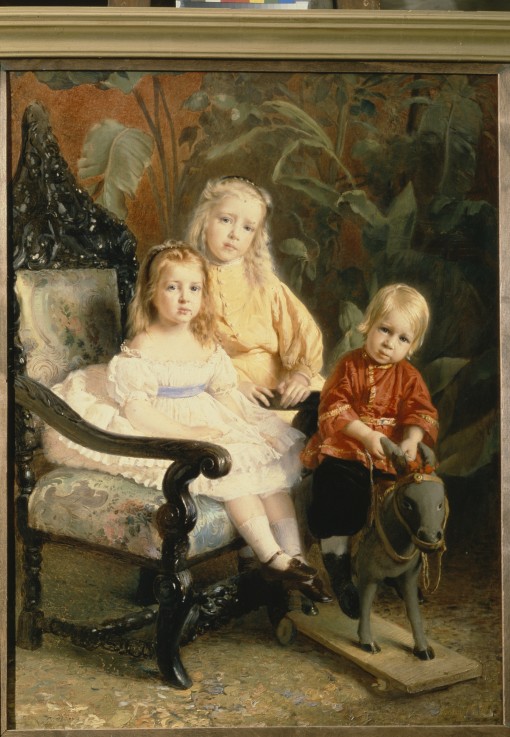 Portrait of the Stasov's Children van Konstantin Jegorowitsch Makowski