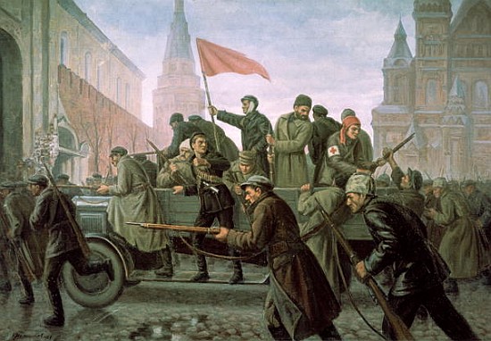 The Taking of the Moscow Kremlin in 1917 van Konstantin Ivanovich Maximov