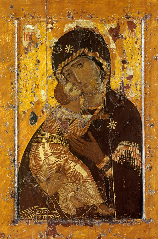 Gottesmutter von Wladimir (Detail) van Konstantinopel Ikonenschilderij