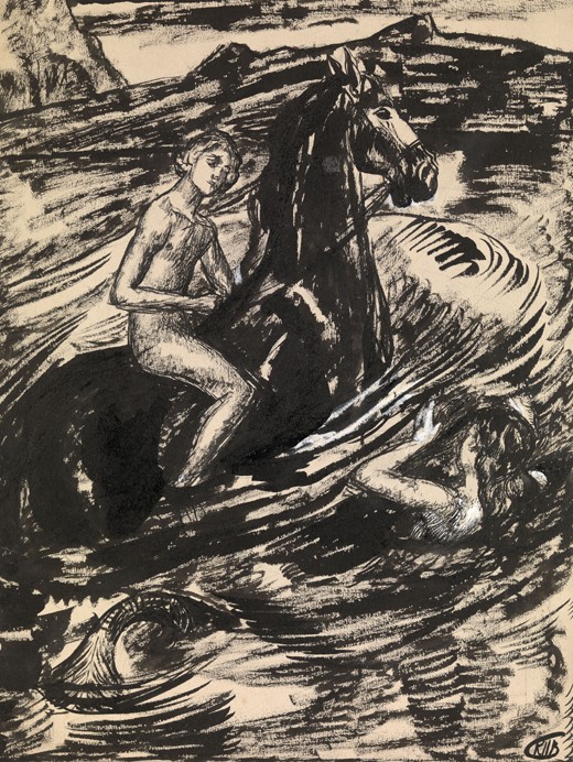 Illustration for "The Princess of the Tide" by Mikhail Lermontov van Kosjma Ssergej. Petroff-Wodkin