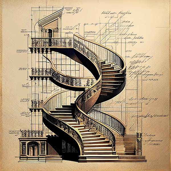 AI failure - this is how AI constructs a spiral staircase van Kunskopie Kunstkopie