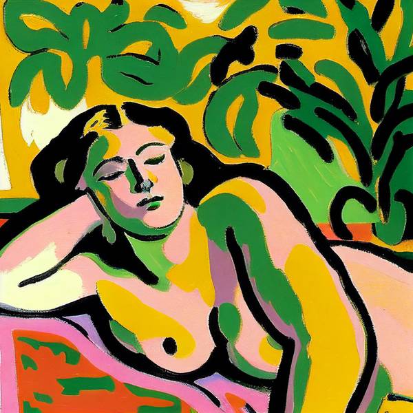 Sleeping woman - inspired by Matisse van Kunskopie Kunstkopie