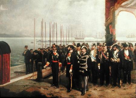 Embarkation of Amadeo I (1845-90) of Savoy for Spain van L. Alvarez