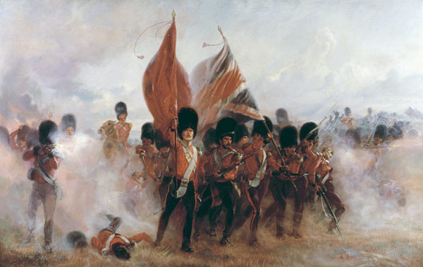Scots Guards saving the Colours at Alma, 1854 van Lady (Elizabeth Southerden Thompson)  Butler