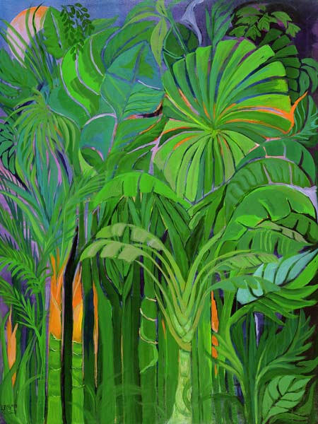 Rain Forest, Malaysia, 1990 (acrylic on canvas)  van Laila  Shawa