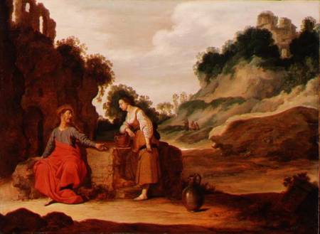 Christ and the woman of Samaria van Lambert Jacobsz or Jacobs