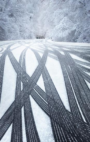 Wheel tracks in snow