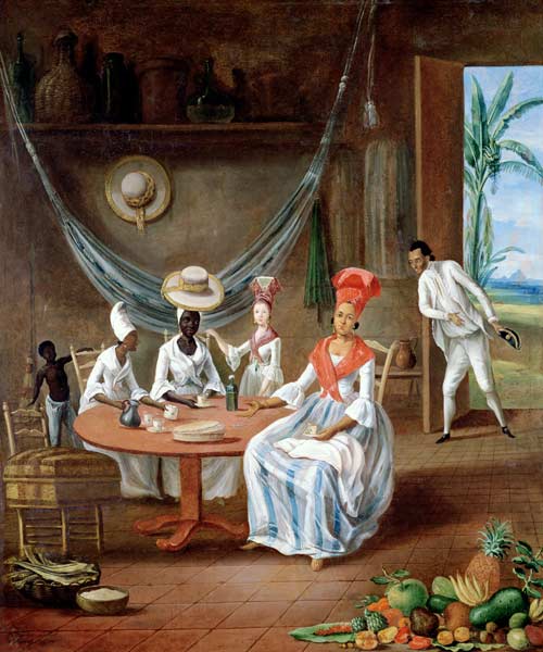 A Mulatto Woman with her White Daughter Visited by Negro Women in their House in Martinique van Le  Masurier