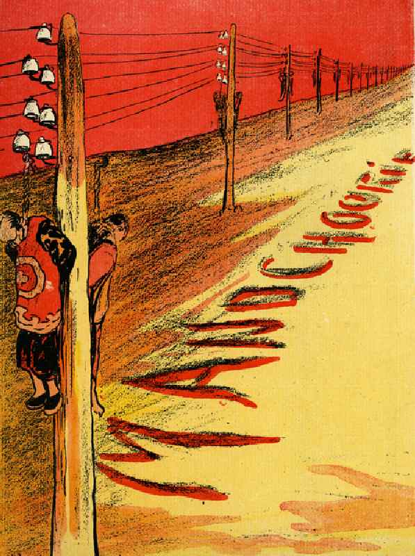 First Steps towards progress - Massacred Manchurian civilians hanging from telegraph poles, 1904 (li van Leal de Camara