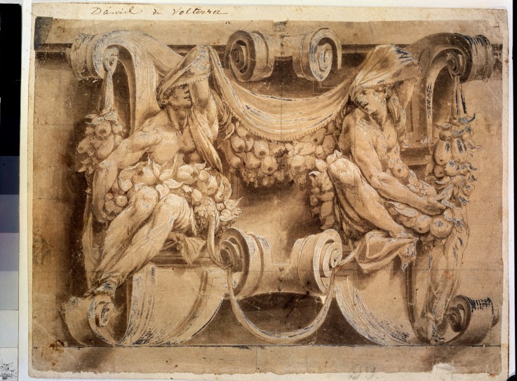 Sketch for a frieze with two cariatides van Lelio Orsi